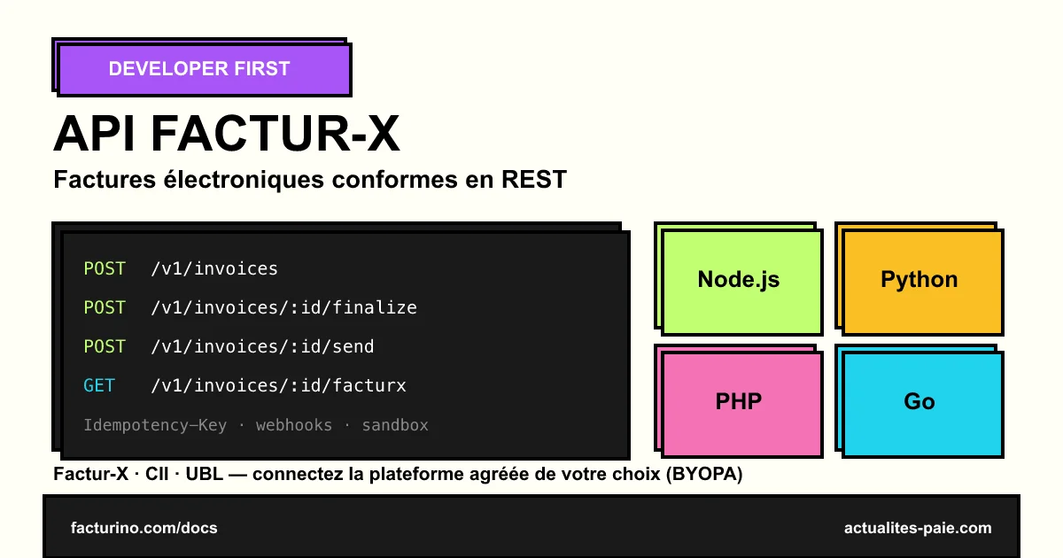 Intégration par API de la facturation électronique Factur-X CII UBL
