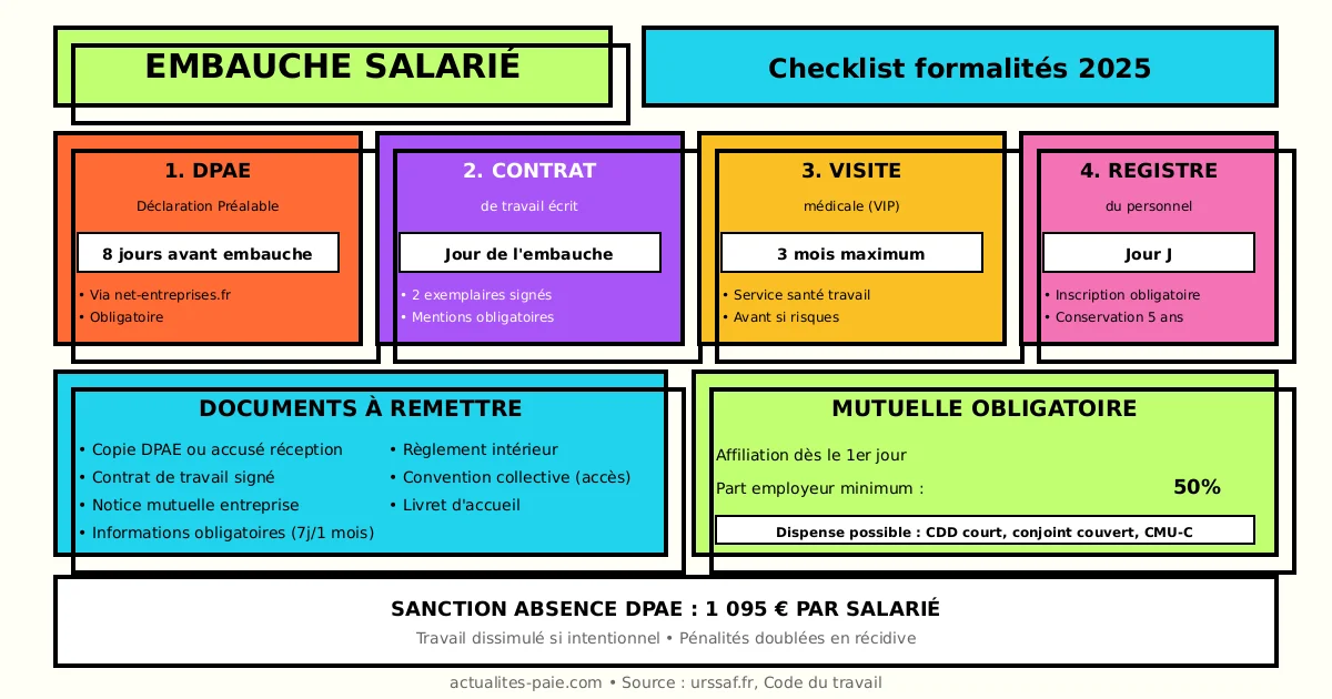 Checklist embauche salarié 2025 formalités obligatoires