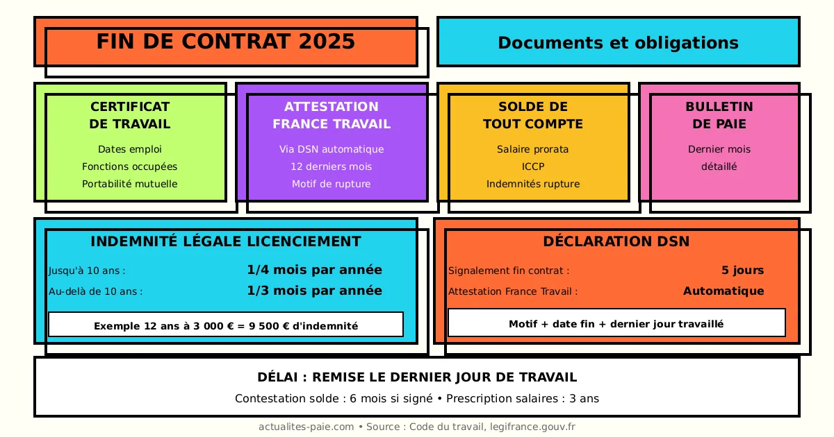 Fin de contrat solde de tout compte documents 2025