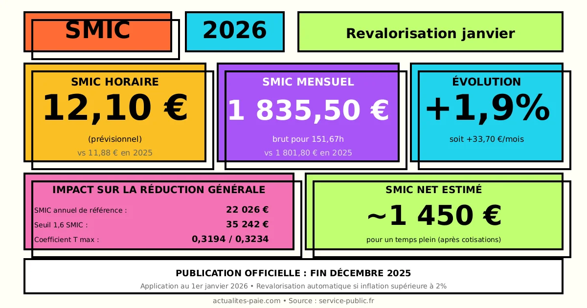 SMIC 2026 montant revalorisation janvier