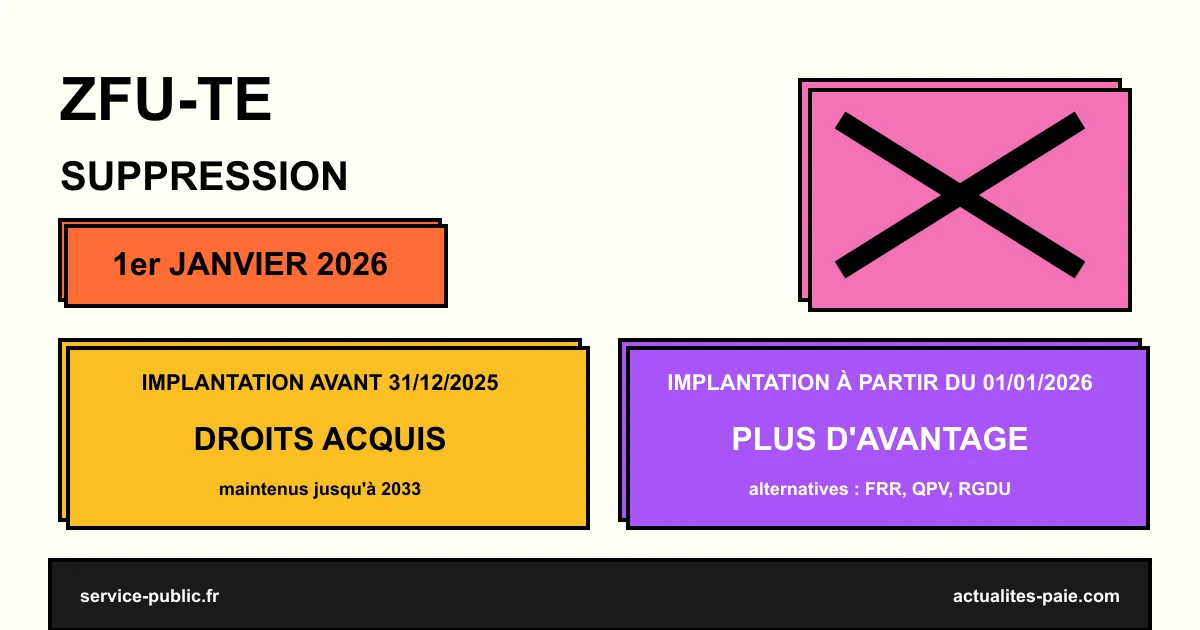 ZFU-TE suppression 2026 droits acquis quartiers prioritaires